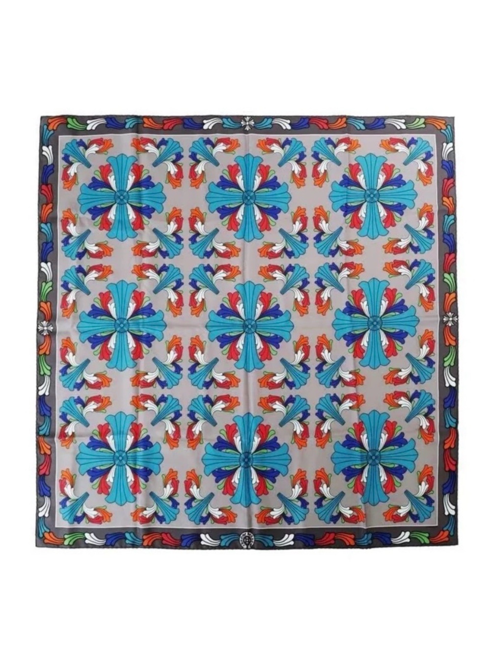 Chrome Hearts Multicolor Floral Motif Silk Scarf BRAND NEW